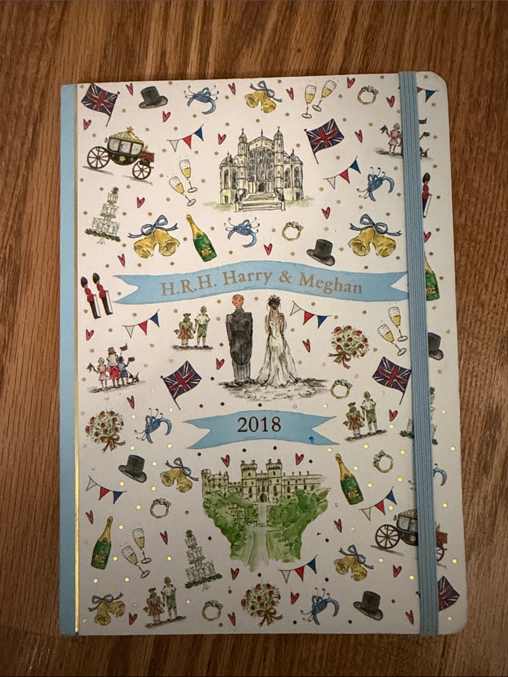 H.R.H. Harry & Meghan Illustrated Hardcover Notebook - Light Blue Accents